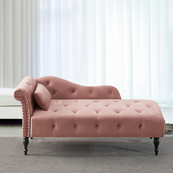 Blush velvet chaise discount lounge